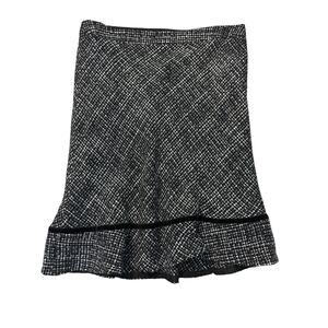 Gap Tweed Y2K Wool Blend Velvet Trim Skirt Womens Size 16 Lined Side Zip Black